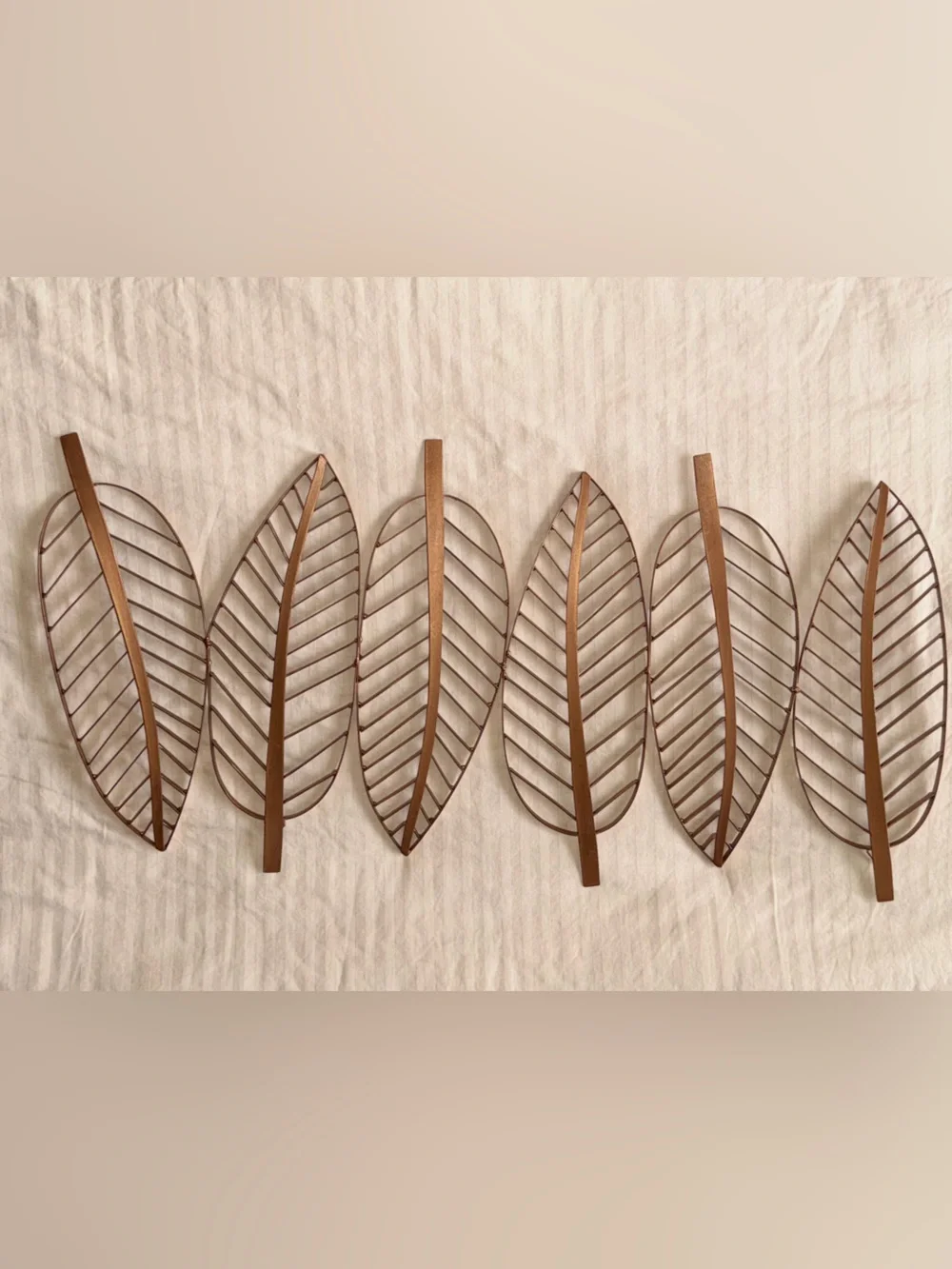 Neutral Bronze Metal Leaf Wall Decor - Modern Gold Accent
